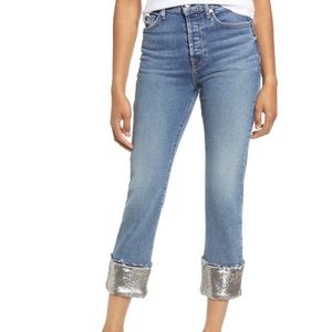 7 For All Mankind Sequin Cuff Boyfriend Jeans